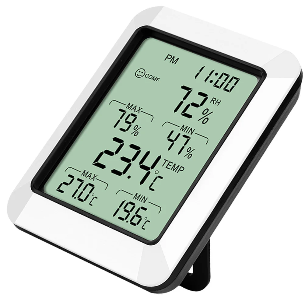 

1 pc Digital Temperature Humidity Monitor Portable Indoor Hygrometer With Stand Wall Hook For Home Office Bedroom Desktop Room