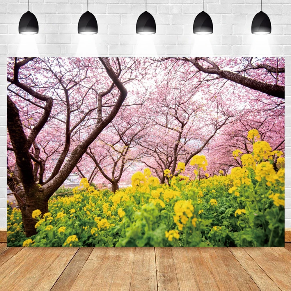 Natural Landscape Backdrop Flower Trees Mountain River Birthday Party Holiday Outing Portrait Photography Backdrop Wall Decor