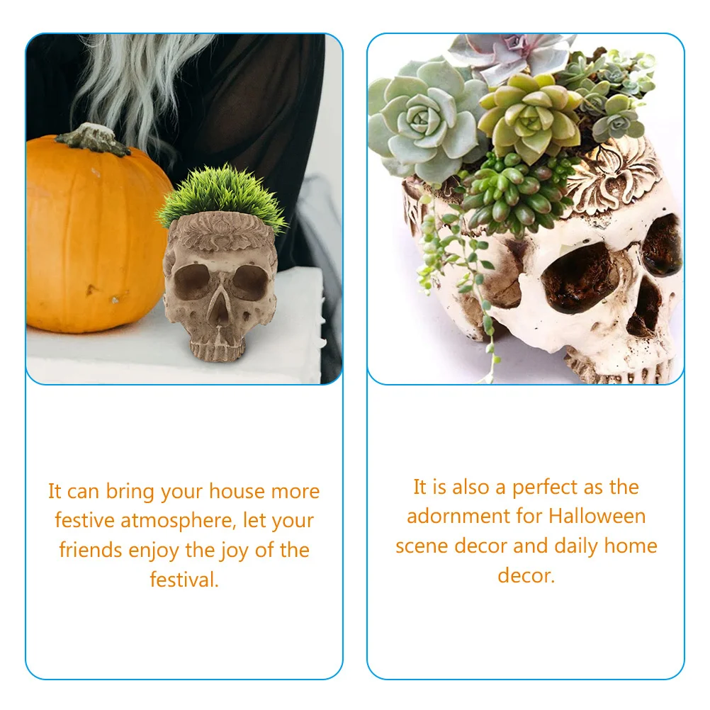 

1pcs Skull Shape Resin Planter Flowerpot For Succulents Small Plants Halloween Decoration Home Decor Gift Bonsai Party