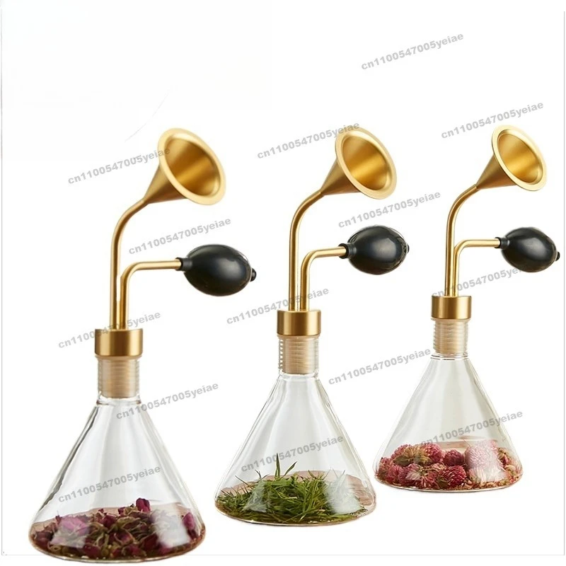 Baijiu Scent Essential Oil Scent Bottle Spa Club Glass Test Bottle Brass Horn Test Perfume Tea