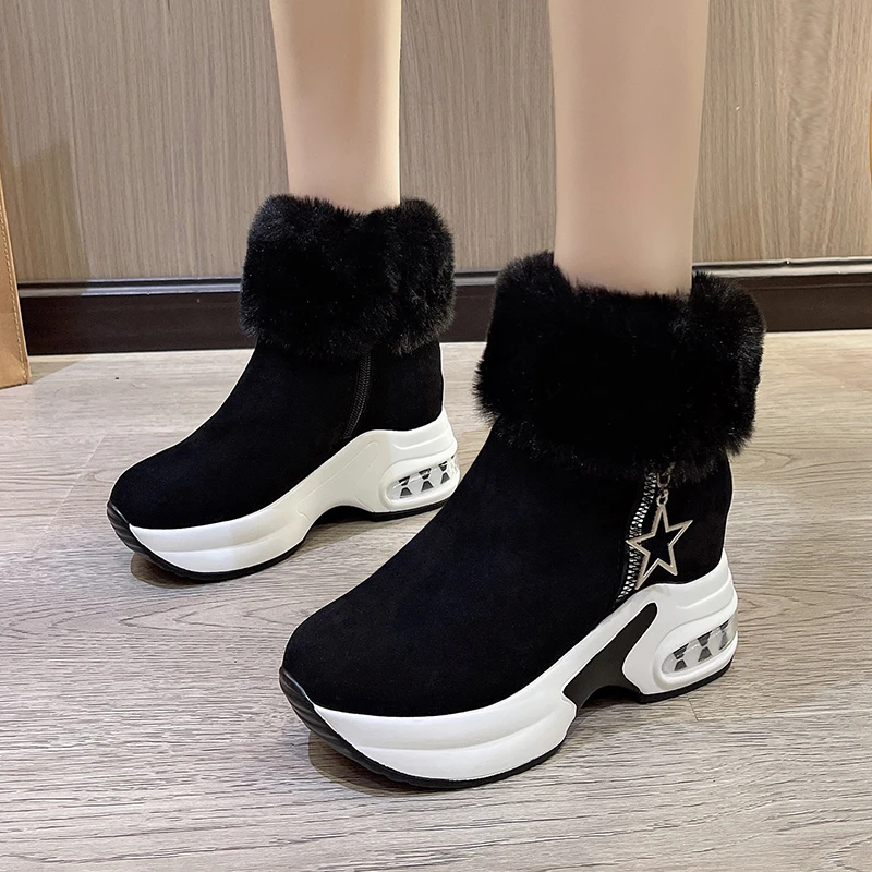 

Women's boots Fashion winter new Uggs Work daily outdoor solid color ankle boots side zipper round head suede casual comfort