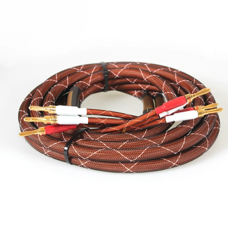 LB-5110 Oxygen-free Copper Audiophile HI-FI Speaker Cable with Banana Plug Connector 4N OFC HIFI Speaker Wires