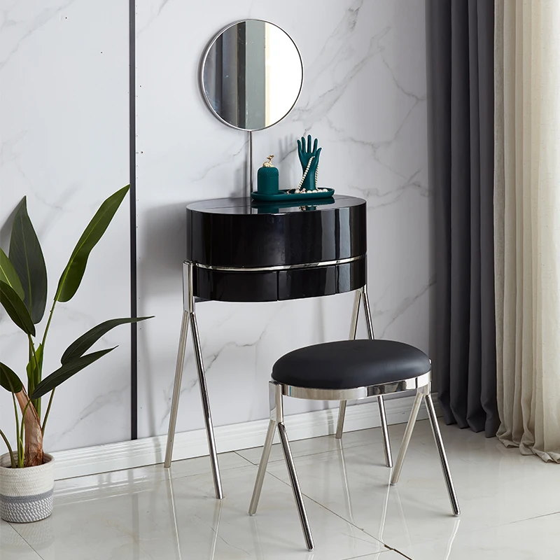 ضوء أسود فاخر خفيف فاخر من الخشب الجمال تصميم بسيط منضدة الزينة نظام خمر Penteadeira صالة جناح الأثاث