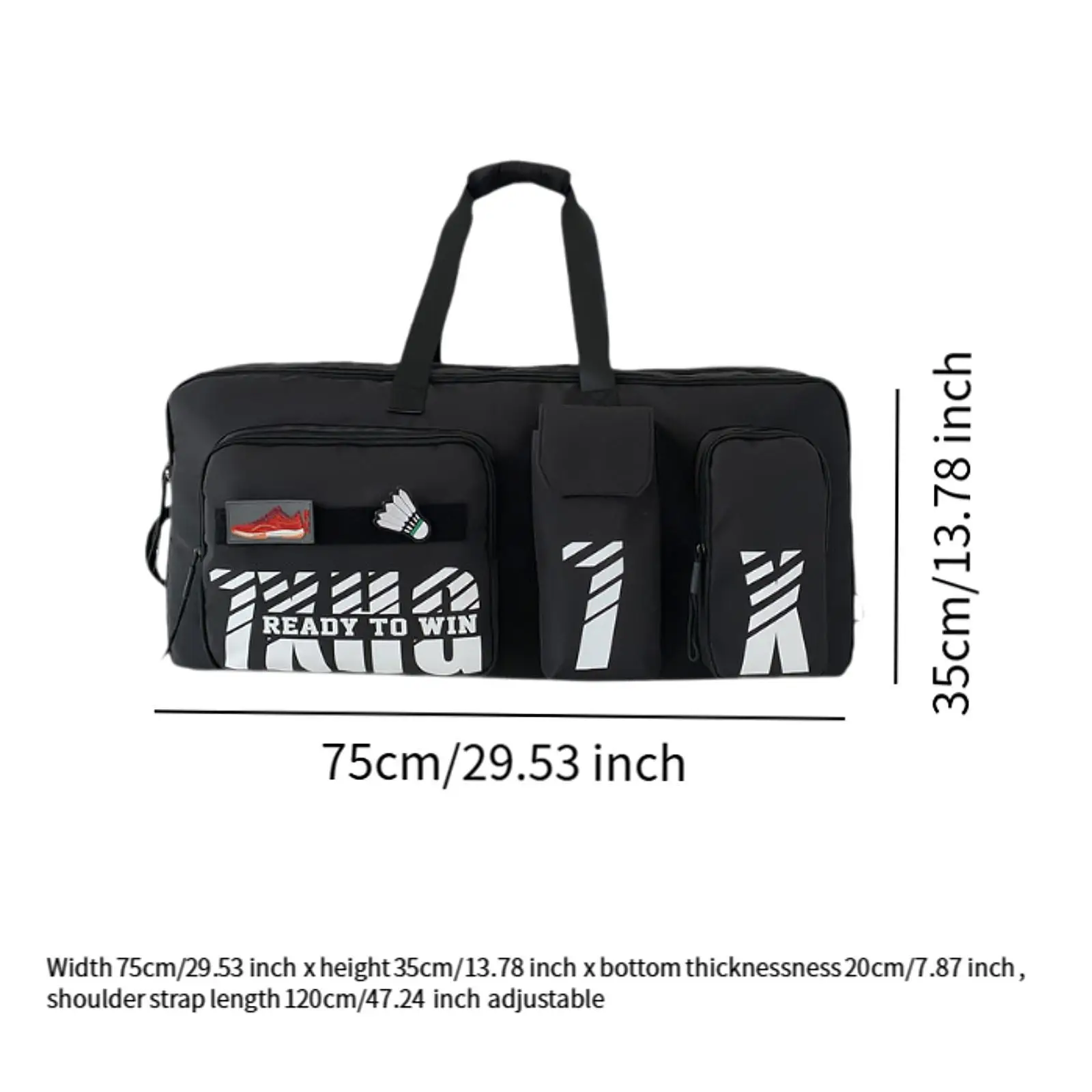 

Badminton Bag Gym Bag Portable Travel Bag Waterproof for Women Men Duffle Bag