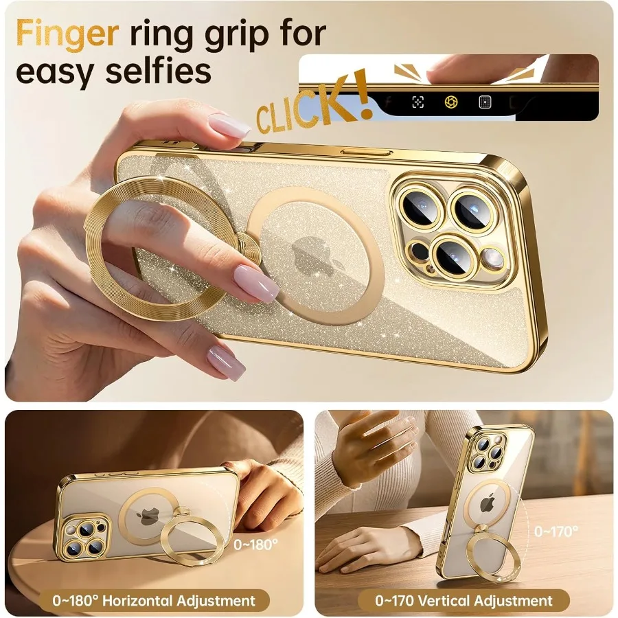 تصميم حامل أقراص مضغوطة تدور 360 درجة لهاتف iPhone 16 Pro Max مع توافق حلقة Magsafe مادة غير صفراء قابلة للتخصيص DIY Gli #6