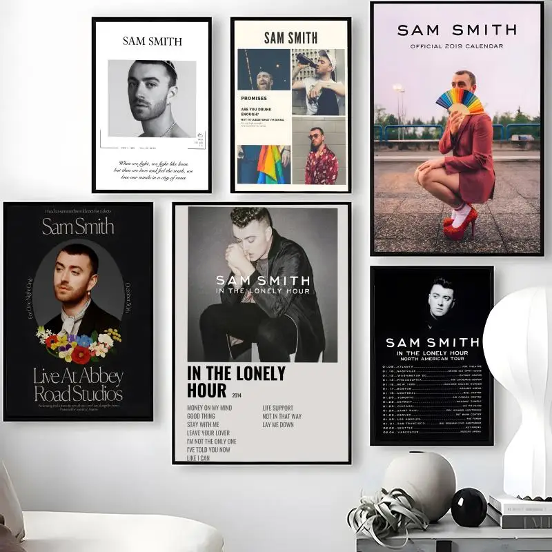 Singer S-Sam S-Smith Poster Waterproof Self-Stick Wall Art Stickers, Removable Wall Decor for Living Room and Bedroom