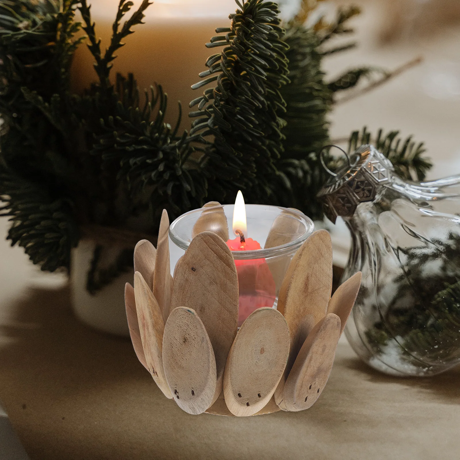 أصحاب الخشب خمر حامل مصباح الشاي لديكور المنزل حامل خشب الزفاف زينة الحفلات #2