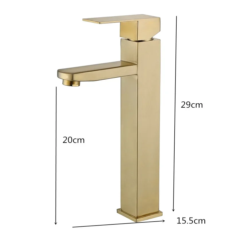 Brushed Gold Bathroom Faucet  Black Basin Tap Sink Mixer Hot & Cold 304 Stainless Steel    Lavotory