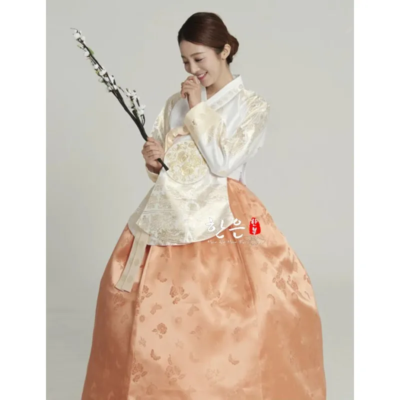 Womens Korean Hanbok Embroidery Dress Costume Ethnic Dance Traditional Long Sleeve Cosplay Tailored