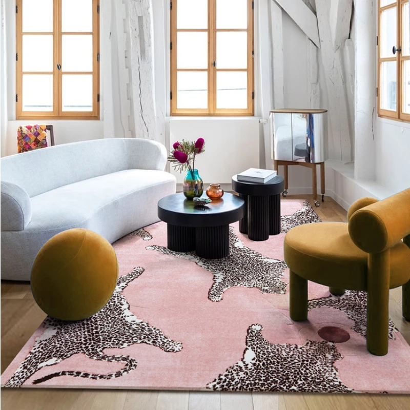 Alfombras ligeras de lujo para dormitorio, alfombrilla de felpa con estampado de leopardo para decoración de sala de estar, gruesa, mullida y suave