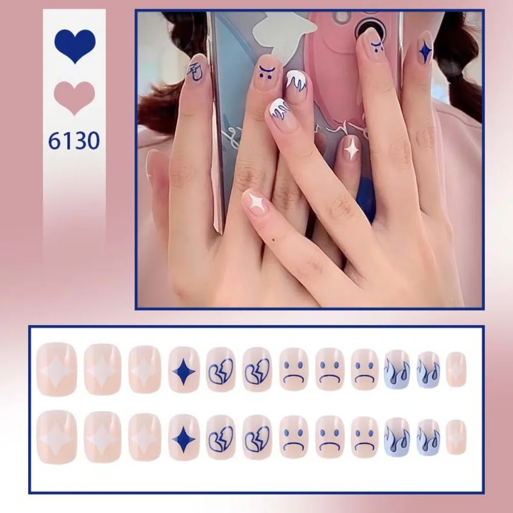 24 Stuks Kunstmatige Korte Kist Groene Geruite Vierkante Kop Nep Nagels Verwijderbare Pers Op Nagel Tips Volledige Dekking Nail Art Nep Nagels