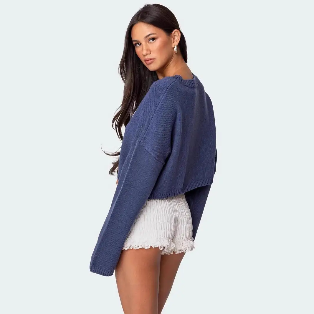 

Теплый повседневный вязаный свитер Long Sve с крючком на узле игольчатым верхом, зимний женский модный женский топ из искусственного материала