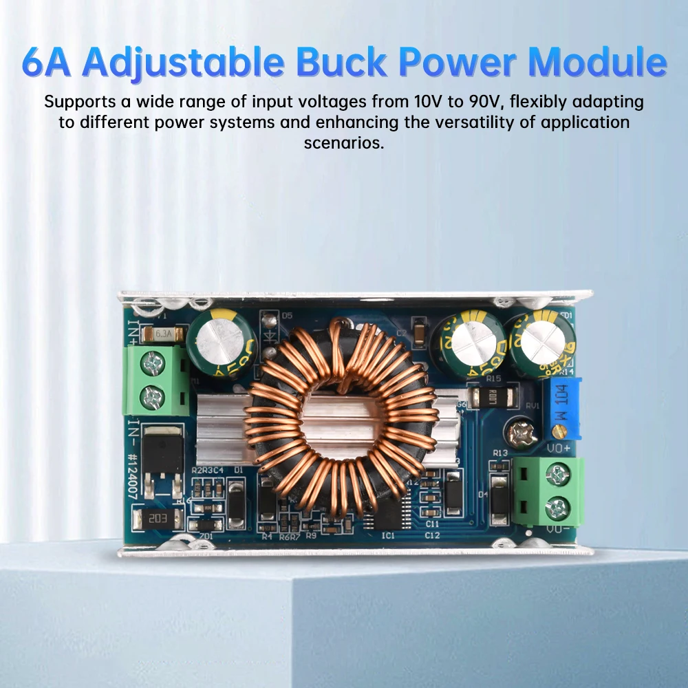 DC10-90V To DC1.5-60V Buck Module 100W 6A Adjustable Buck Power Supply Synchronous Rectifier Buck Board DC Power Regulator