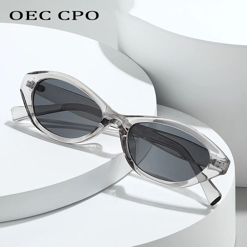 OEC CPO Vintage Small Cat Eye Sunglasses Women Fashion UV400 Shades Leopard Orange Sun Glasses Female Punk Men Eyewear