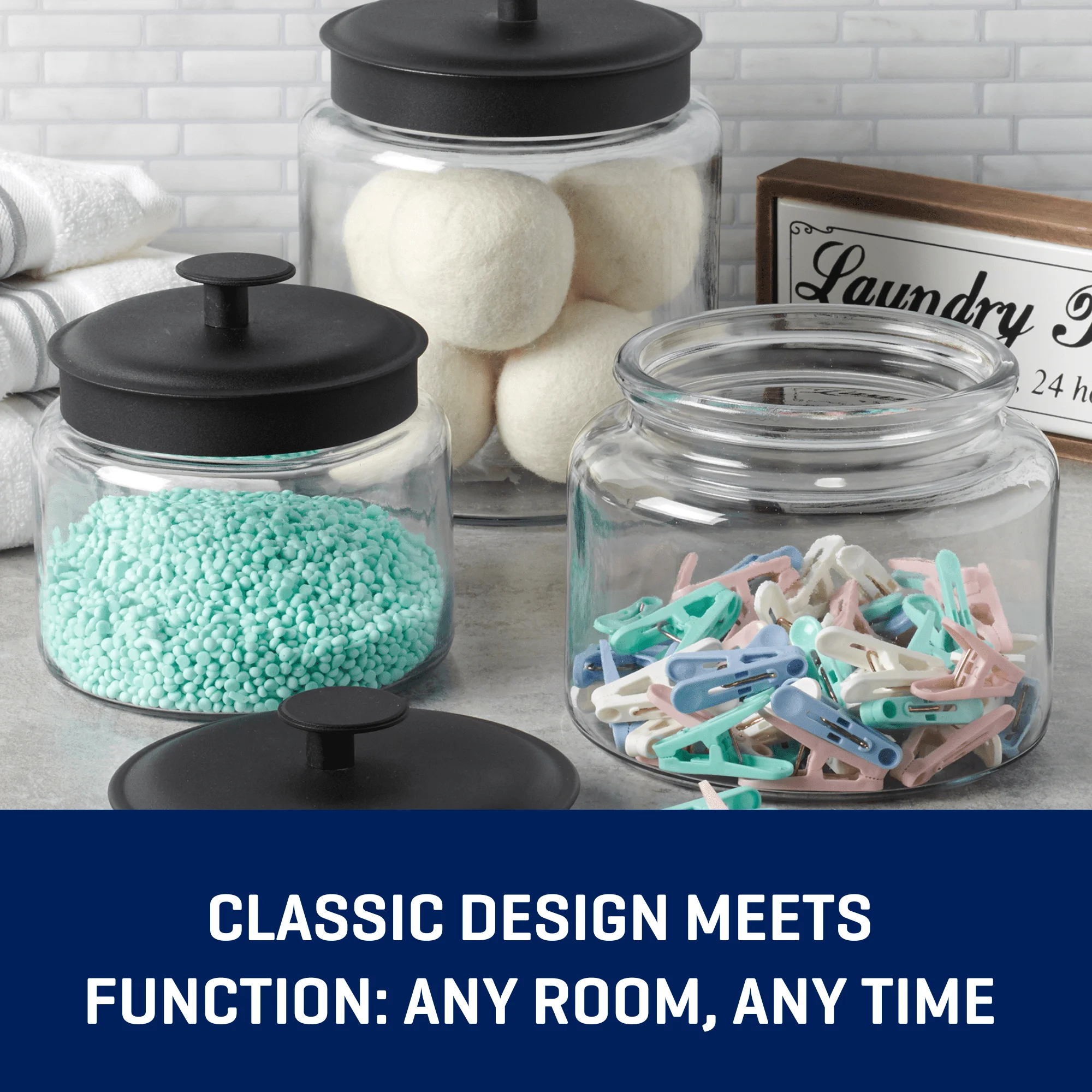 (2 pacotes) Frasco de vidro com tampa de metal preto, 64 onças