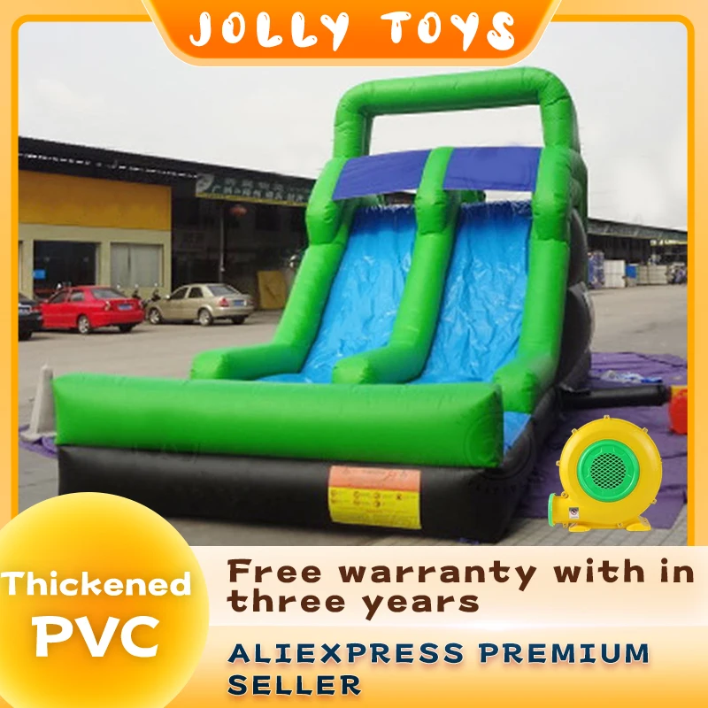 Children's play inflatable pvc large outdoor long slide castle, high quality inflatable bouncing slide