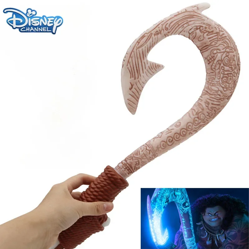 42cm Disney Moana 2 Ocean Adventure Fish Hook Knife Figure Toys with Light Cosplay Maui Weapon Children Toys Birthday Xmas Gift