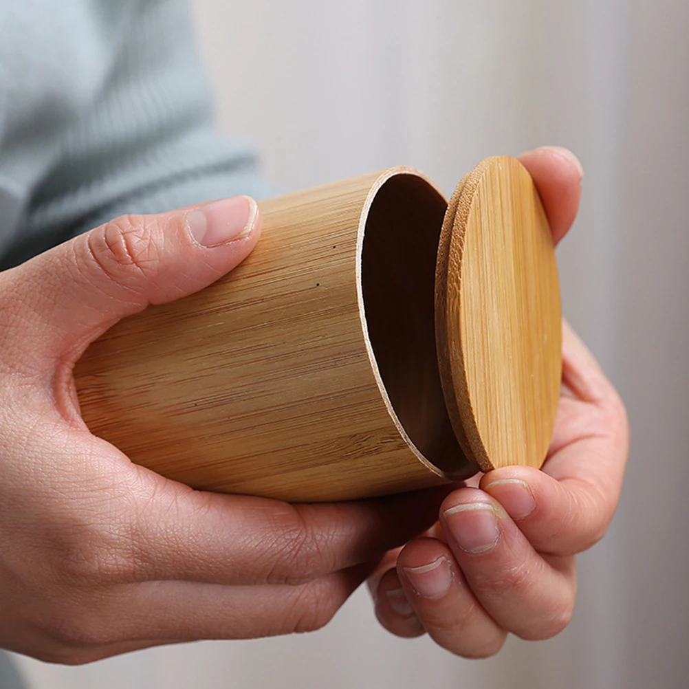 

Wood Color Airtight Tea Canister Storage Jar For Coffee Beans Coins Soybeans Beeswax Simple Design Fresh Style Bamboo