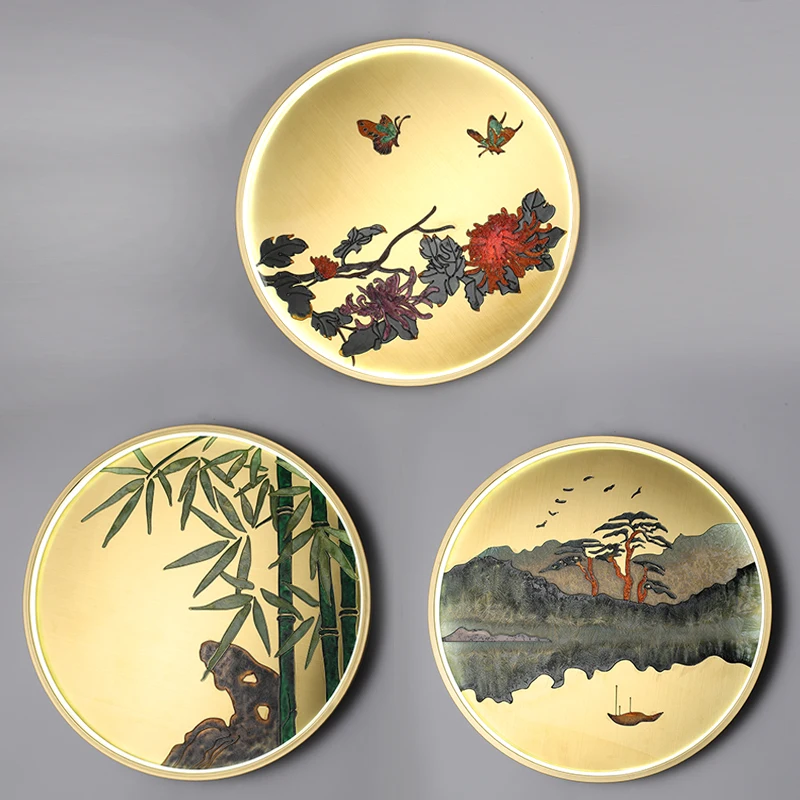 BUNNY Brass Gold Wall Picture Lamps LED 3 Colors Modern Creative Flower Pattern Sconce Light for Living Room Bedroom Decor