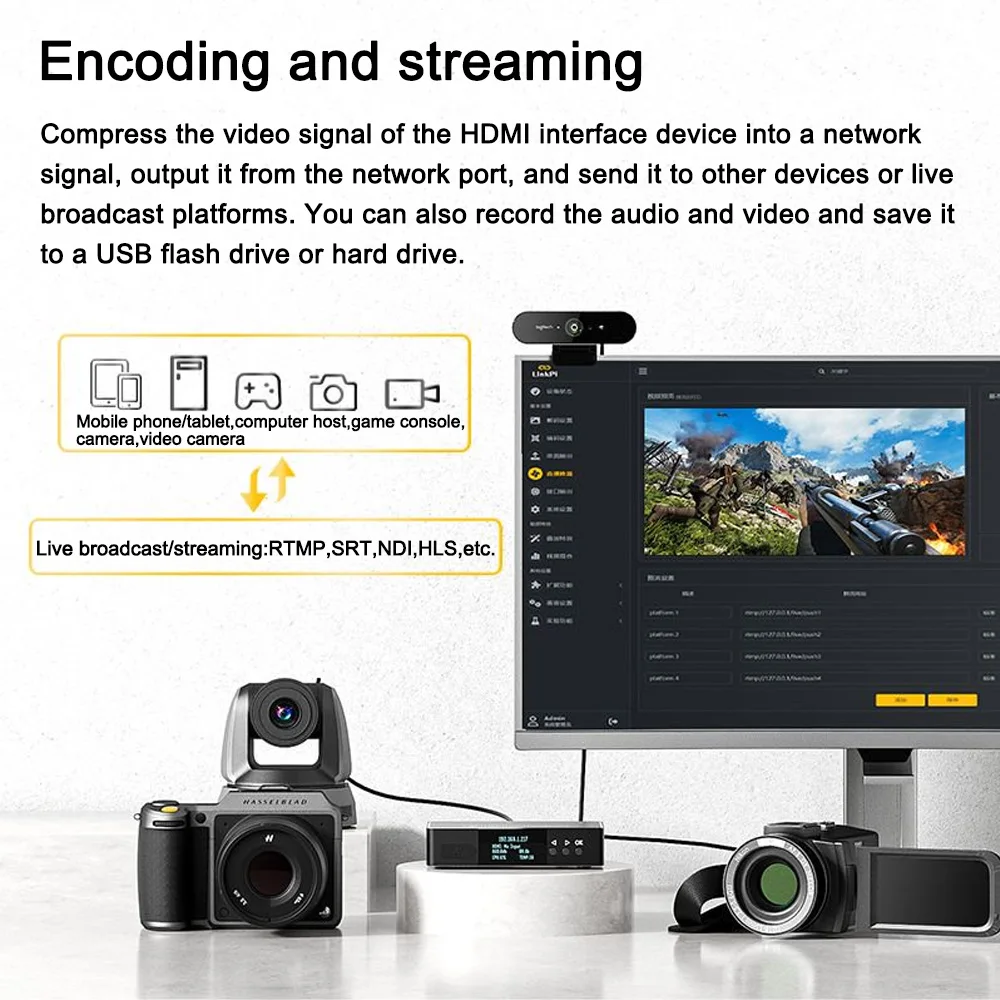 LinkPi ENC1V3P Video Codec HDMI 4K30fps HD1080P Encoder NDI Decoder mit integriertem Tally POE Netzteil SRT RTMP H265 Unterstützung