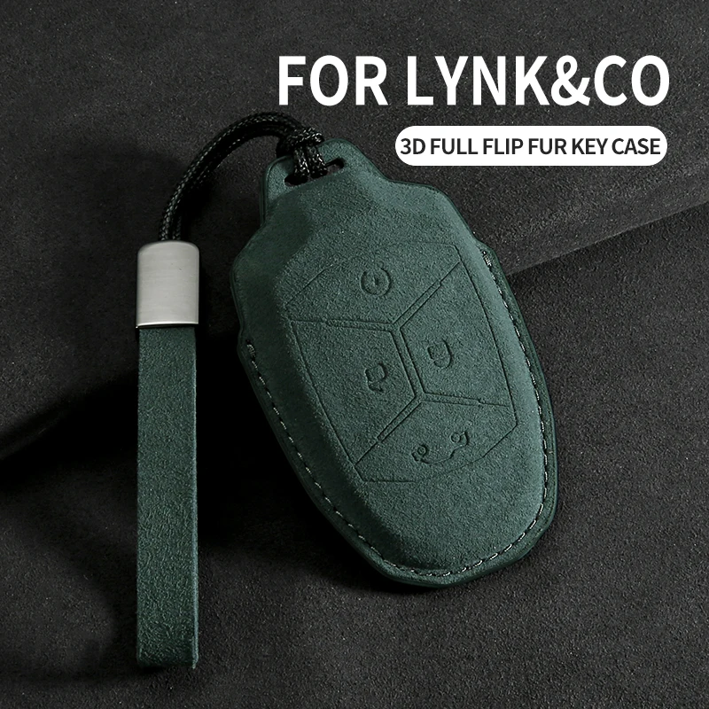 حافظة مفاتيح السيارة لـ LYNK & CO 08 2022 2023 2024 LYNK CO 08 لـ LYNKCO 01 02 03 05 06 09 سلسلة مفاتيح حامل مفتاح السيارة من جلد الغزال