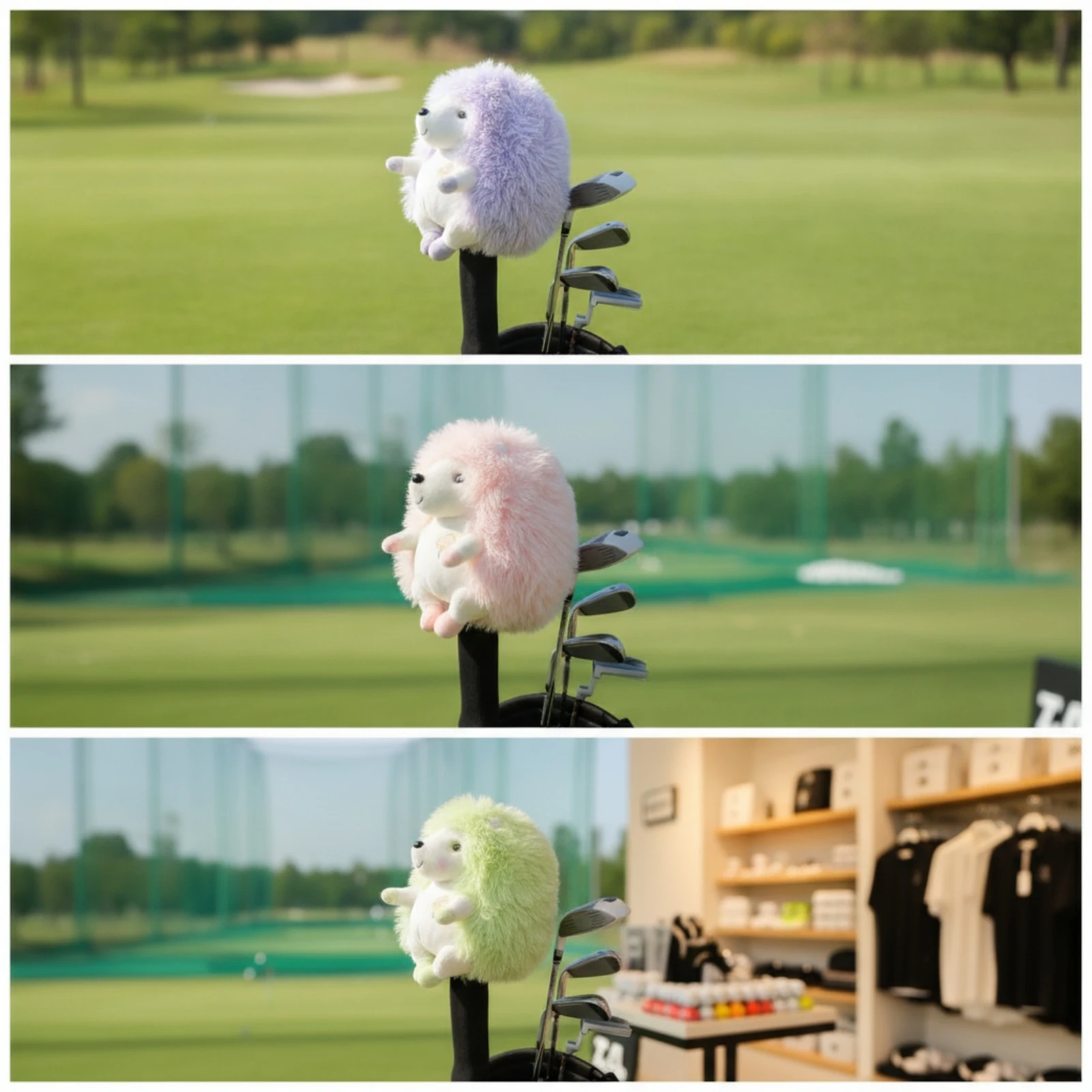 Funda para cabeza de golf con diseño de erizo, funda para cabeza de animal peluda con protección 3D para golfistas