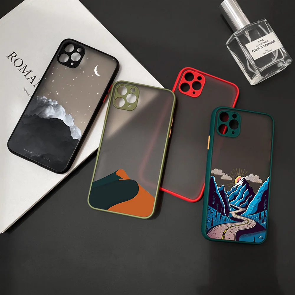 New Trend Snow Mountain Volcano Phone Case For iPhone 16 15 14 11 12 13 Pro Max Mini X XR XS 7 8 Plus SE 16Pro Translucent Cover