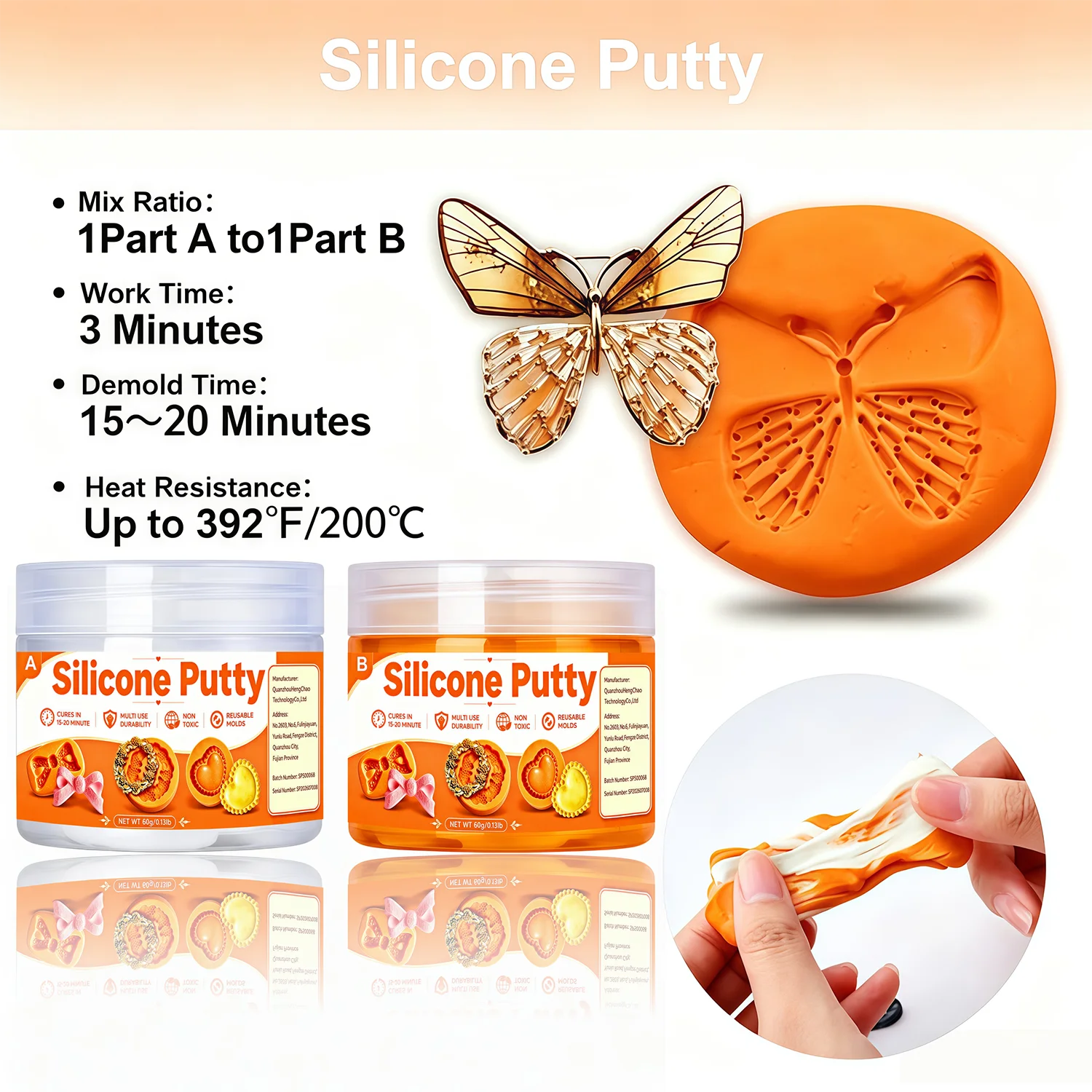 Easy-Mix Silicone Putty Kit for DIY Resin Molds. Non-Toxic, Strong & Flexible, Reusable for Crafts. 1:1 Mix Ratio, Zero Shrinkag view 5