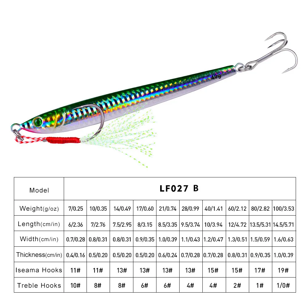 Metal Jig Bait Weight 7g-60g Trolling Hard Bait Bass Fishing Tackle Trout Diving Bait Sea Fishing Lures Pesca view 6