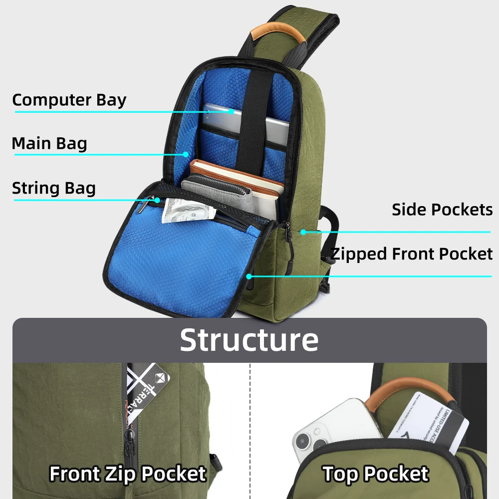 HcanKcan Fashion Crossbody Bag Lightweight Shoulder Bags Travel Hiking Casual Daypack Outdoor Trendy Chest Bag Messenger Pack