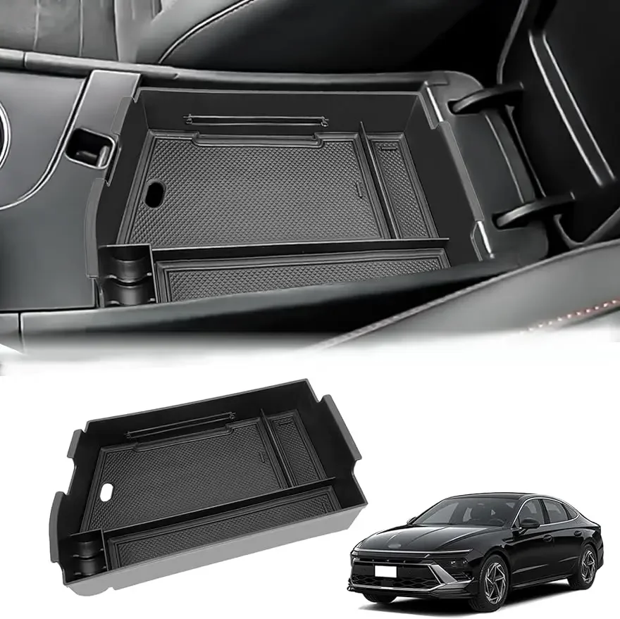 

For Hyundai Sonata 2024 Armrest Storage Organizer Center Console ABS Tray Coin Holder Accessories Secondary Box Car Storage Box