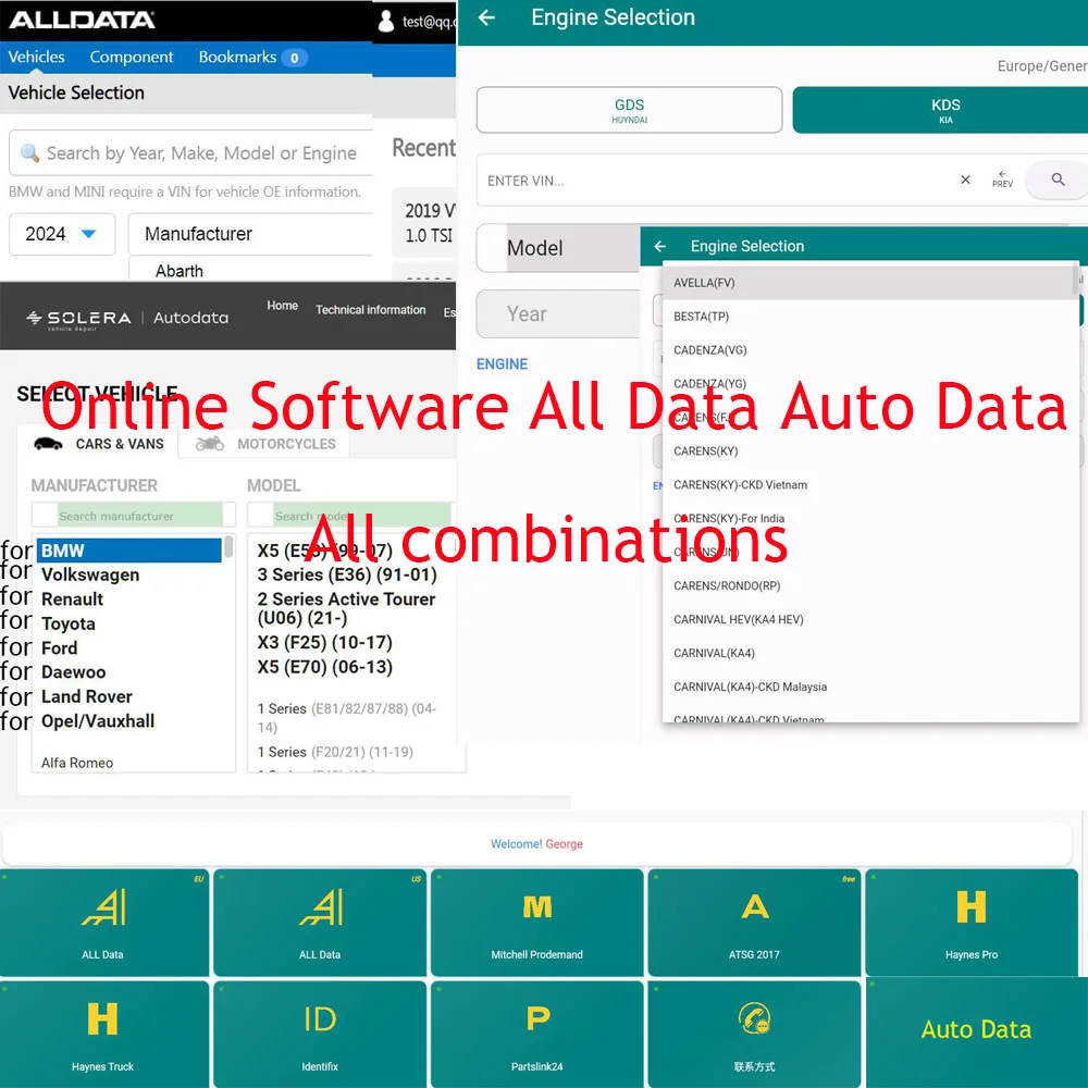 

2025 Alldata Auto Data Car Data Software Online Account All Combinations 10 in1 Repair Software Added Support Mobile/PC Login