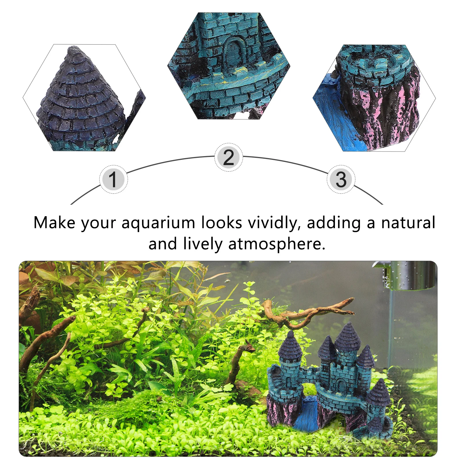 

1pc Resin Castle Decor Aquarium Landscape Ornament Fish Tank Hideout Cave Underwater Scene Simulation House Waterproof Pets