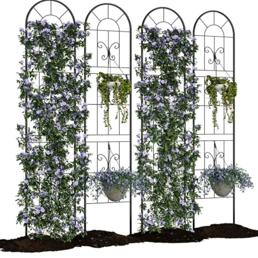 

55.1x11.8In Garden Trellises for Climbing Plants Sturdy Plant Trellises with Metal Coating Arched Outdoor Decoration for Patio