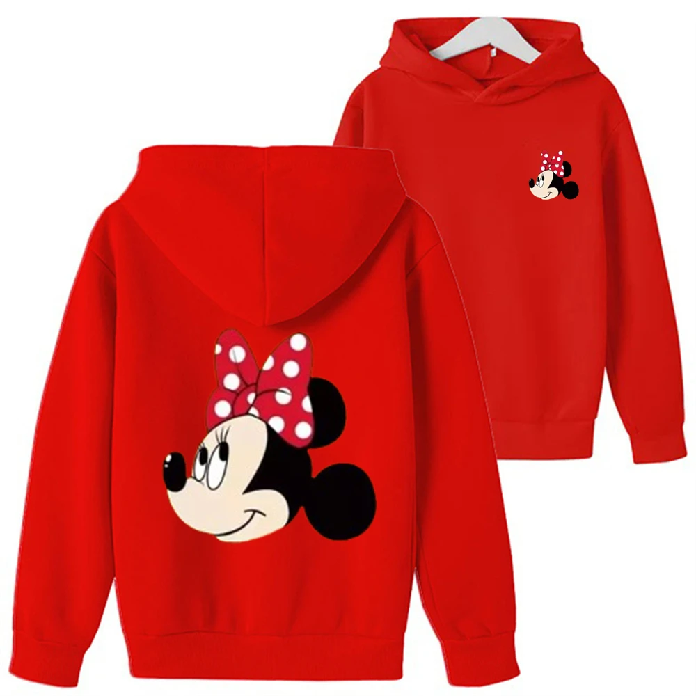 Mickey Mouse Hoodies Disney Minnie mouse Girls boy Kids Pink Sweatshirt Clothes Tops Children Spring Autumn Pullover Clothing