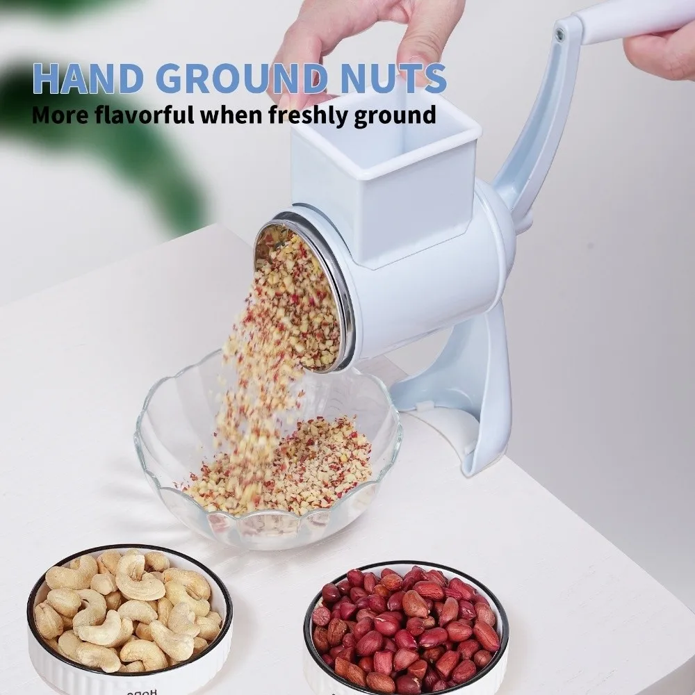 

with Hand Crank Manual Nut Grinder Rotary Drum Table Clamp Design Dried Fruit Crusher Labor Saving Aluminum Alloy
