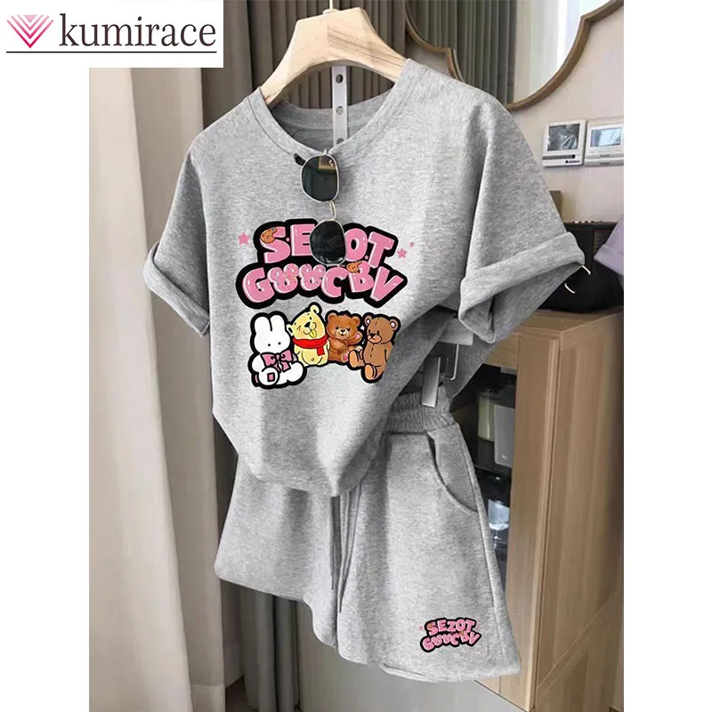 

2025 Summer New Short Sleeve Shorts Set for Women's Casual Outerwear Running Sports Two Piece Set Juicy Couture Tracksuit