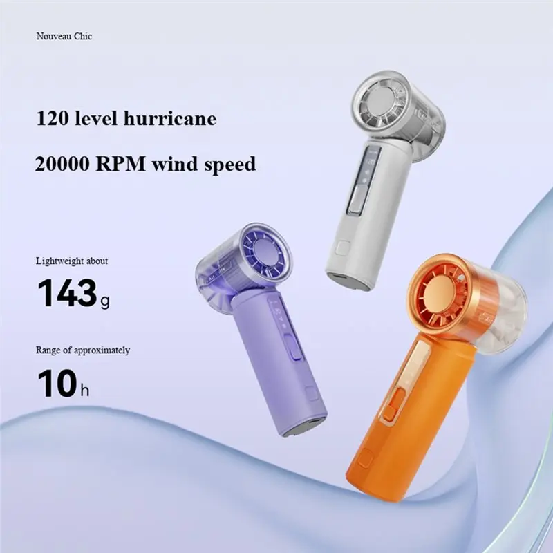 BABZ Portable Handheld Fan, Rechargeable Mini Fan 3000mAh, High Speed Cooling 120 Wind Speeds Adjustable, Foldable Air Cooler