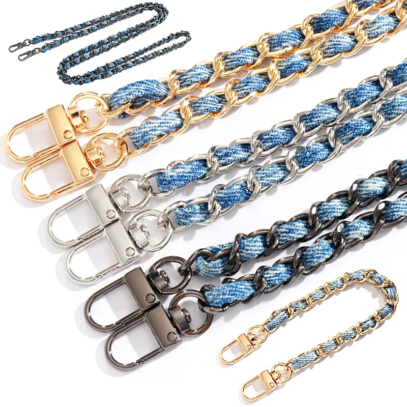 

Adjustable Metal Aluminum Bag Chain Replacement Parts Accessories for Braided Denim Shoulder Handbag strap 120cm