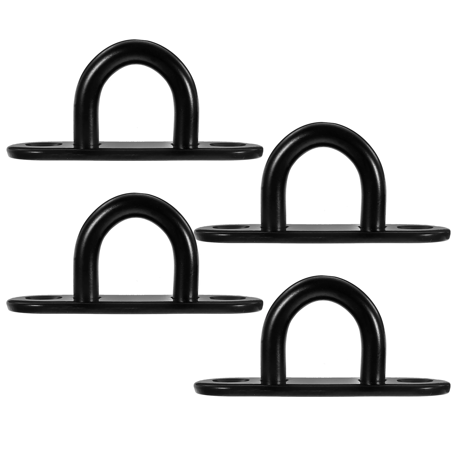 

4 Pcs Pad Eye Plate Hooks Stainless Steel Heavy Duty Ceiling Wall Mount Black Elliptical U Shape Hook Hanging Ring Sandbag