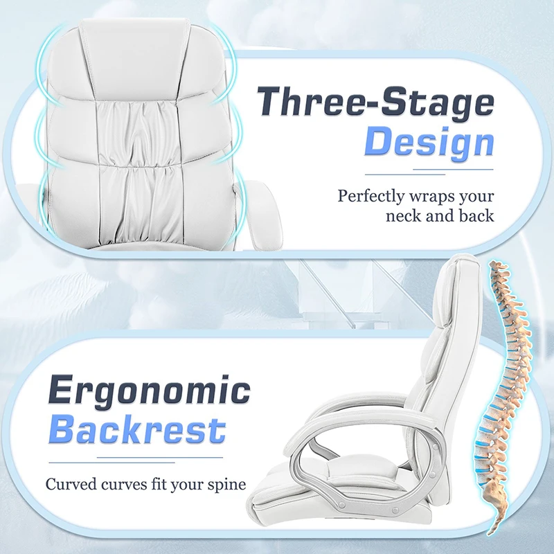 Кожаное офисное кресло с высокой спинкой, эргономичное офисное кресло руководителя, вращающееся компьютерное кресло, поддерживающее поясницу, мягкая подушка