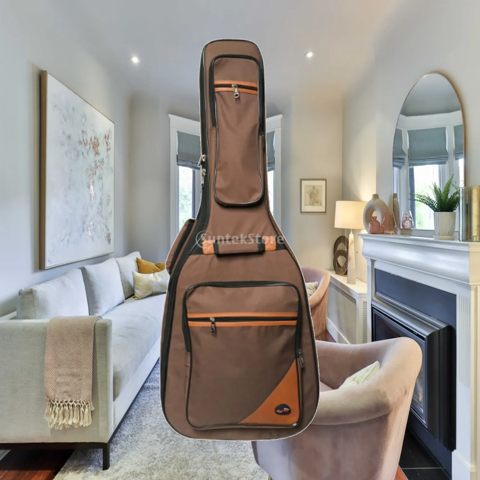 Acoustic Guitar Bag Thick Padding Soft Cover Backpack Gig Bag for 42 Inch Electric Guitar Daily Use