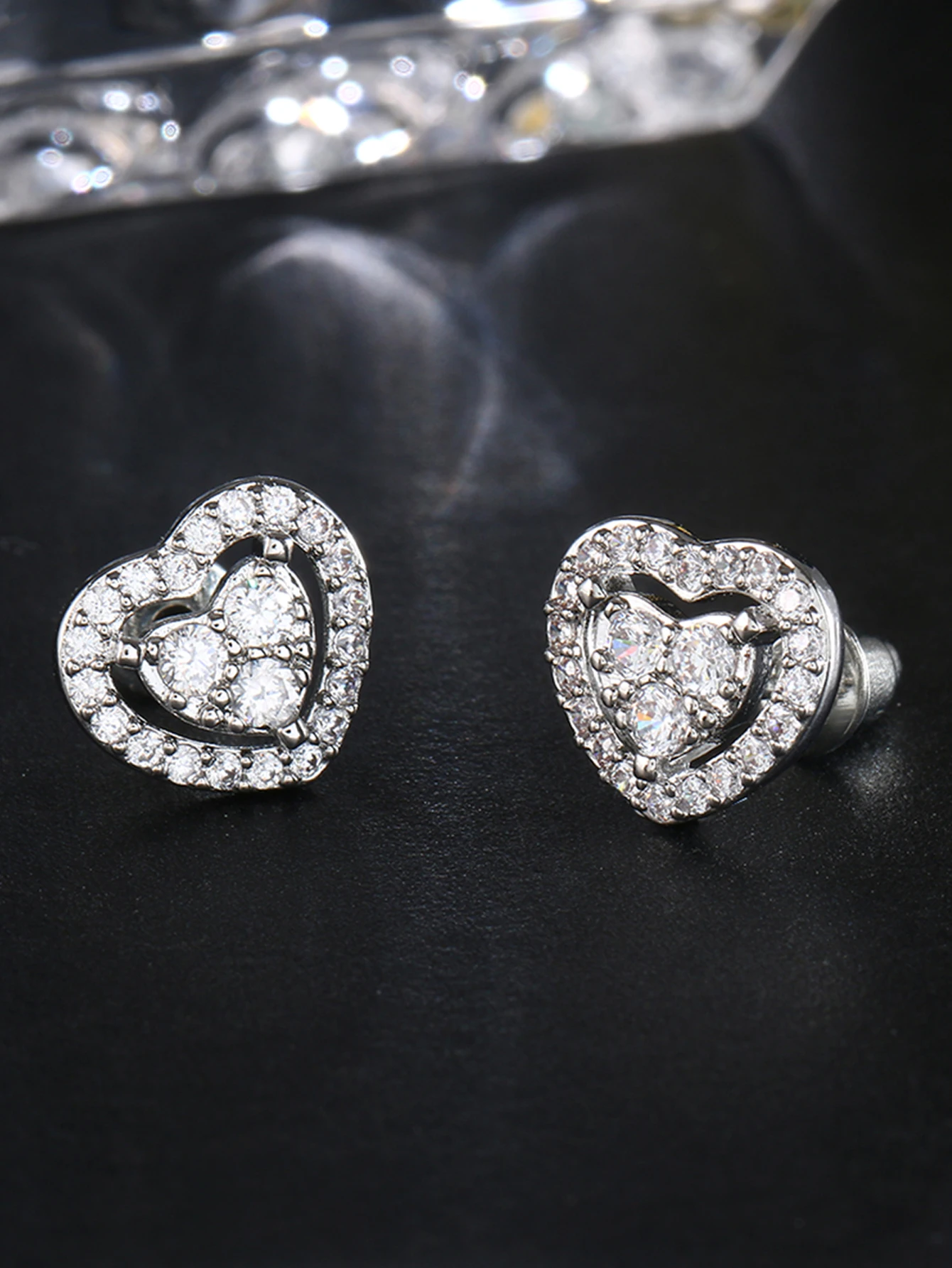 Emmaya-Heart CZ Stud Earrings for Women, Cute Zirconia Band, Marriage Statement, Wedding Party Jewelry, Fashion