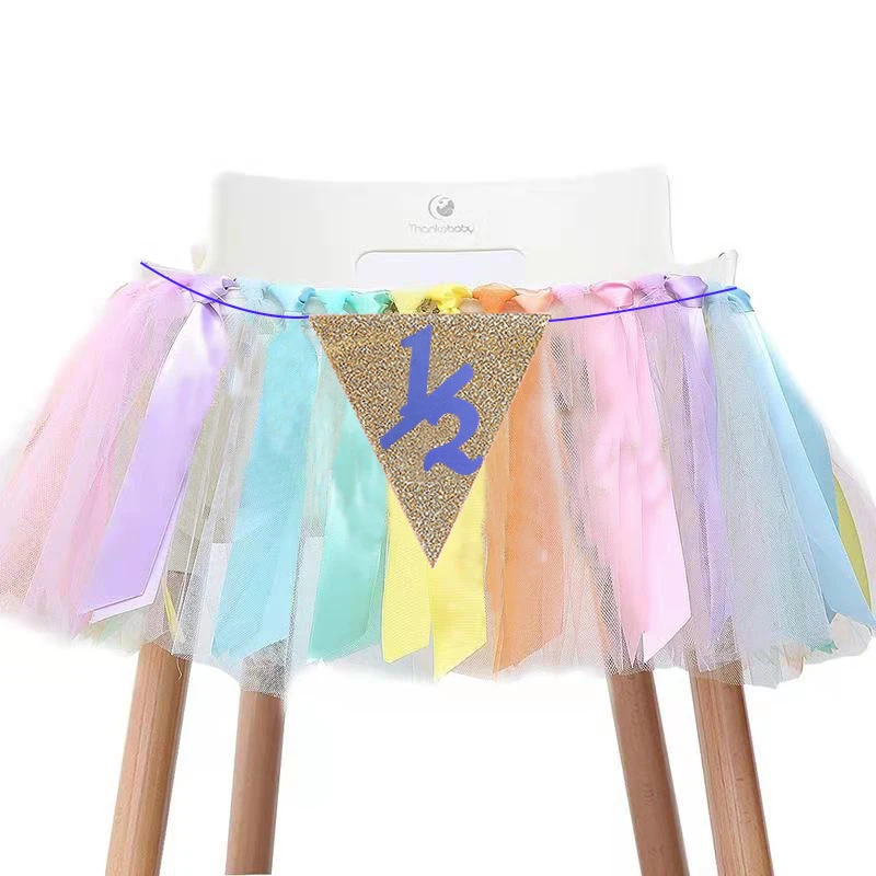 High Chair Skirt Half Year Banner Crown Cake Saltire Birthday Party Supplies Baby Girl Weekend Birthday Party Decorations