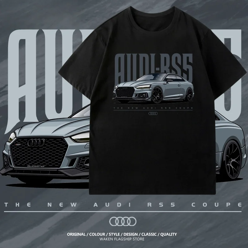 

Summer Casual Wear Men's and Women's Clothes Audi Print A6allroad Modified Culture RS Joint Car Club Loose Short-sleeved T-shirt