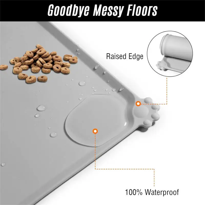 Waterproof Pet Mat For Dog Cat Solid Color Silicone Pet Food Pad Bowl Drinking Mat Dog Feeding Placemat Easy Washing Nontoxic