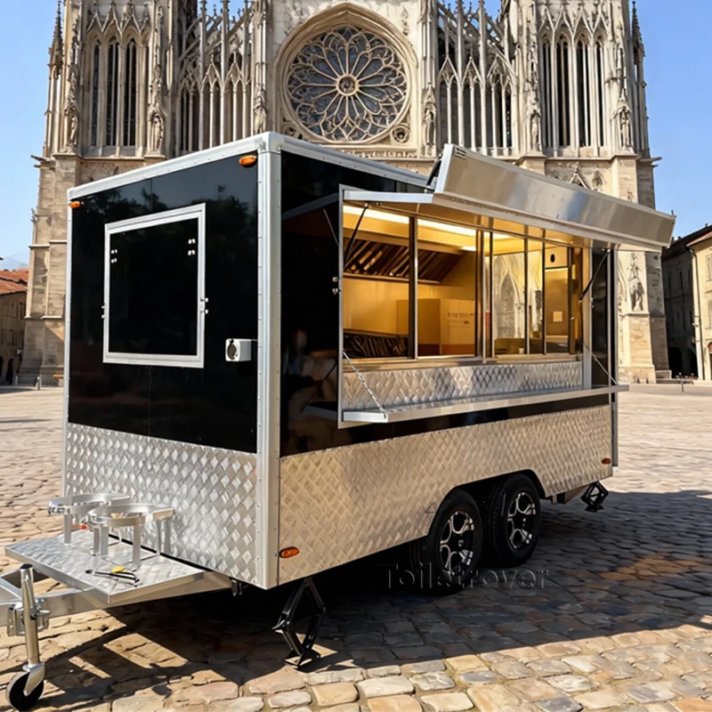 

Mobile Food Cart Design Hot Dog Burger Doner Kebab Fried Chicken Living Food Trailer Camper with Full Kitchen