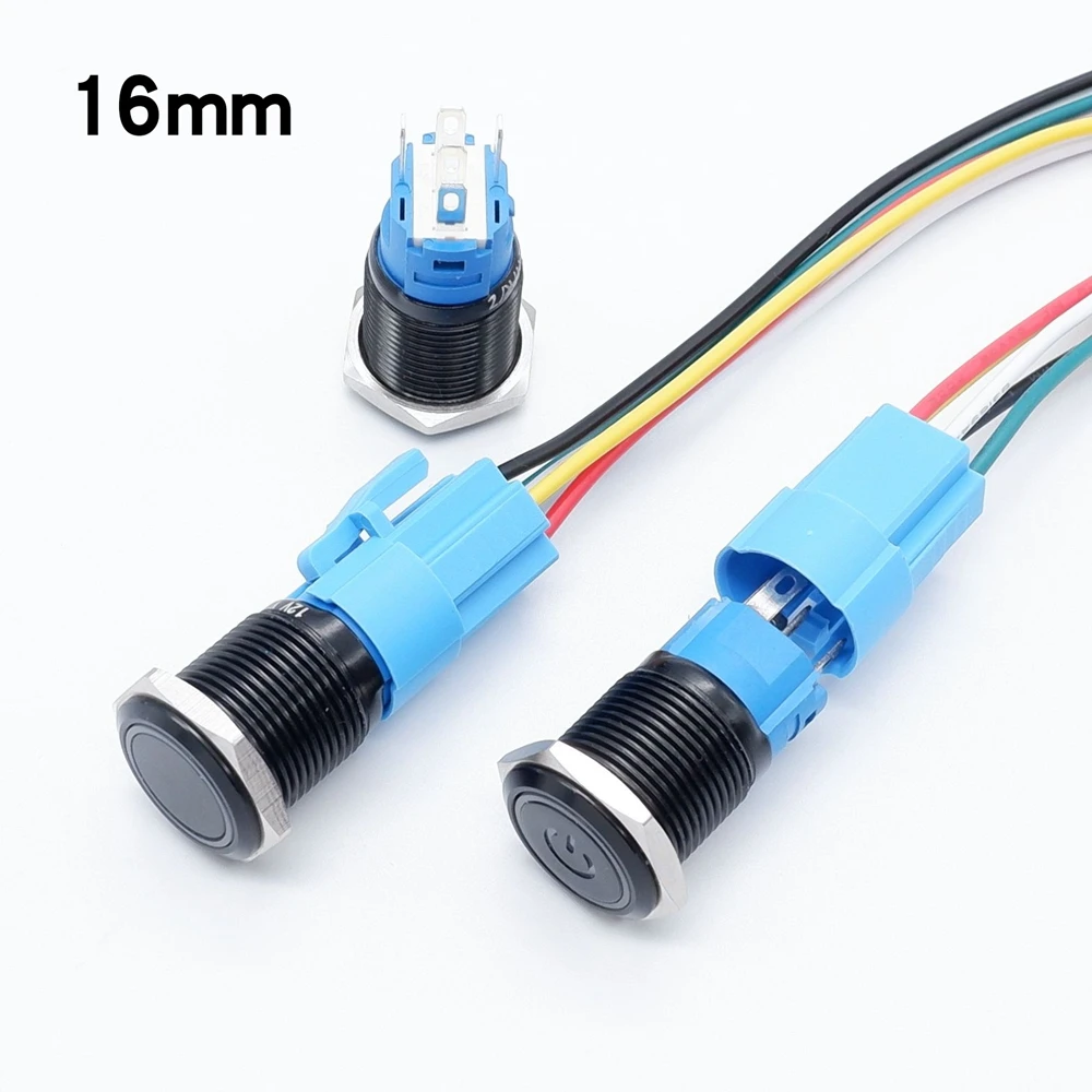 16mm Metal Button Switch Power Start Stop control Illuminated Waterproof Red Orange Blue Green White 5v 3v 6v 12v 24v 110v 220v