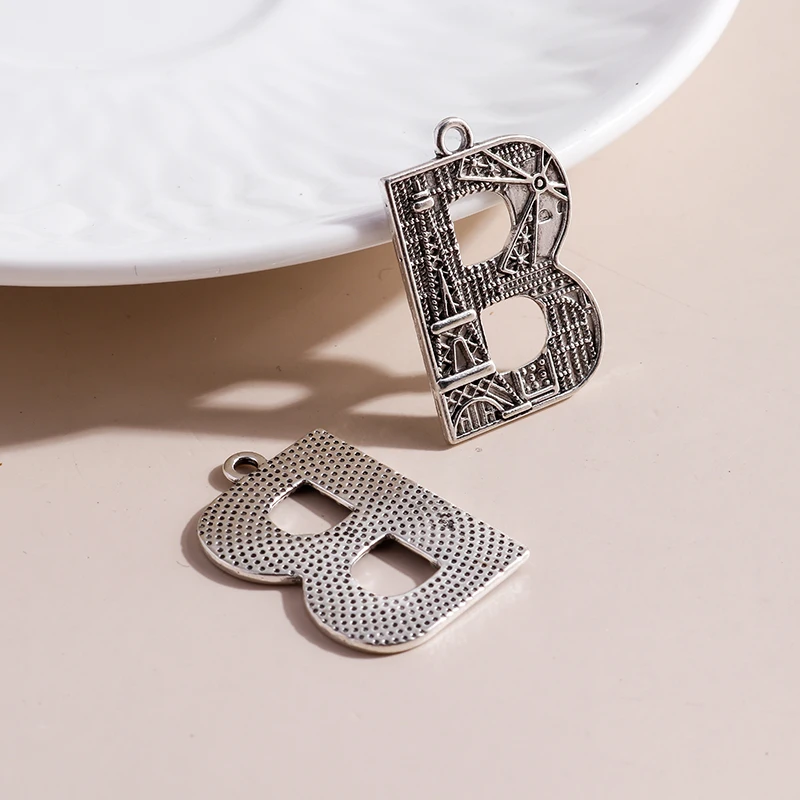 Leslie 10 Stück/Set Legierung Metall Eiffelturm Buchstabe B Anhänger für Armband Halskette Urlaubsgeschenke DIY Handgemachter Schmuck Zubehör – Detail 2
