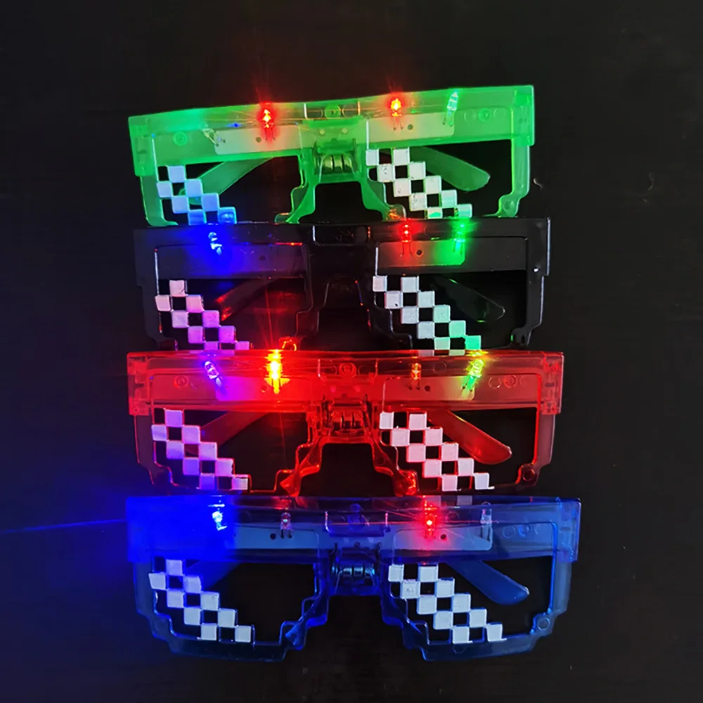 

10/20/30 LED Mosaic Glasses Light Up Glow Sunglasses Bulk Neon Glow In The Dark Wedding Birthday Party Supplies for Kids Adults